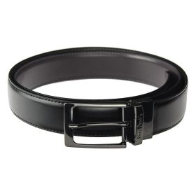   Pierre Cardin FWJX5 fekete-barna forgatható férfi bőr öv, derékszíj 130 x 3.5 cm