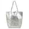 Patrizia 419-013-02 MET ezüst női bőr válltáska, shopper táska 37 x 38 x 13 cm 