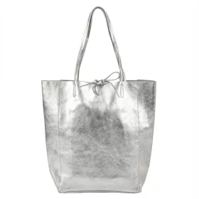  Patrizia 419-013-02 MET ezüst női bőr válltáska, shopper táska 37 x 38 x 13 cm