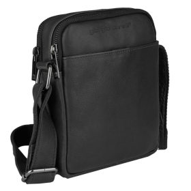 Giorgio Carelli férfi, kisméretű fekete bőr oldaltáska