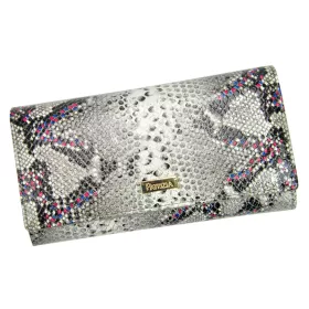  PATRIZIA SN-102 RFID szürke-pink kígyóbőr mintás női bőr pénztárca 18.5 x 10 x 4 cm