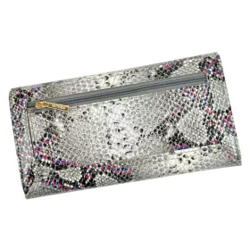   PATRIZIA SN-102 RFID szürke-pink kígyóbőr mintás női bőr pénztárca 18.5 x 10 x 4 cm