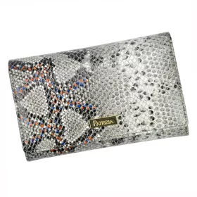   PATRIZIA SN-112 RFID szürke kígyóbőr mintás női bőr pénztárca 15.5 x 10 x 4 cm
