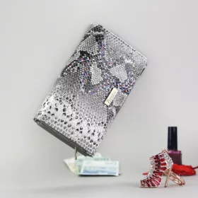   PATRIZIA SN-112 RFID szürke kígyóbőr mintás női bőr pénztárca 15.5 x 10 x 4 cm