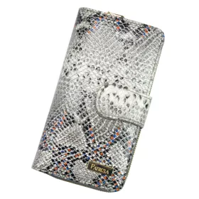   PATRIZIA SN-116 RFID szürke kígyóbőr mintás női bőr pénztárca 9.5 x 16.5 x 3.5 cm