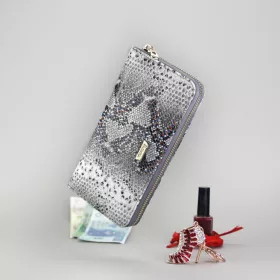   PATRIZIA SN-119 RFID szürke kígyóbőr mintás női bőr pénztárca 19.5 x 10.5 x 2.5 cm