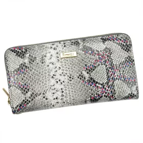   PATRIZIA SN-119 RFID szürke-pink kígyóbőr mintás női bőr pénztárca 19.5 x 10.5 x 2.5 cm