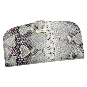   PATRIZIA SN-123 RFID szürke-pink kígyóbőr mintás női bőr pénztárca 18.5 x 10 x 3.5 cm