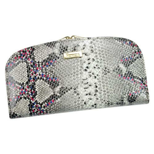 PATRIZIA SN-123 RFID szürke-pink kígyóbőr mintás női bőr pénztárca 18.5 x 10 x 3.5 cm