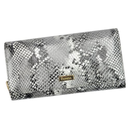 PATRIZIA SNR-106 RFID szürke kígyóbőr mintás női bőr pénztárca 18 x 9 x 4 cm