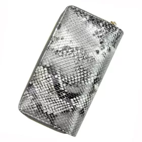   Patrizia női, croco mintás szürke bőr pénztárca, RFID 9,5 × 17 cm