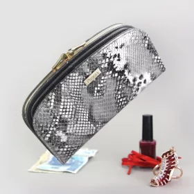   PATRIZIA SNR-123 RFID szürke kígyóbőr mintás női bőr pénztárca 18.5 x 10 x 3.5 cm