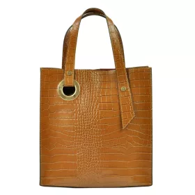   Luka 19-15 M CROCO barna női bőr válltáska 26.5 x 28 x 12 cm