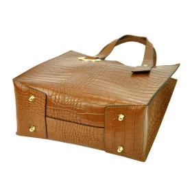   Luka 19-15 M CROCO barna női bőr válltáska 26.5 x 28 x 12 cm