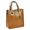 Luka 19-15 M CROCO barna női bőr válltáska 26.5 x 28 x 12 cm 