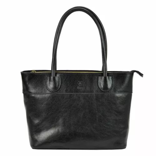 Florence 12 fekete női bőr válltáska, shopper 40 x 27 x 16 cm