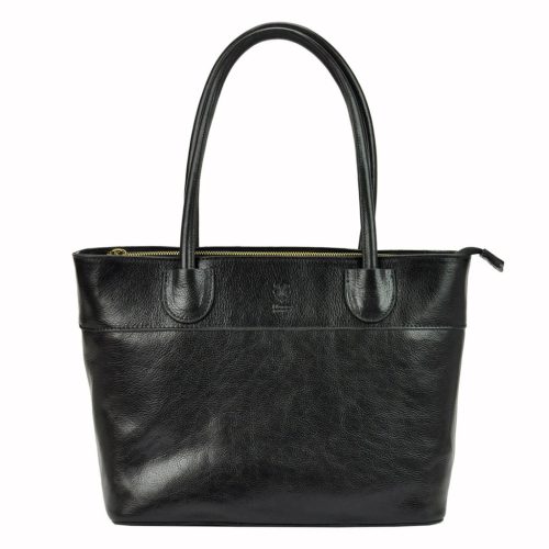 Florence 12 fekete női bőr válltáska, shopper 40 x 27 x 16 cm