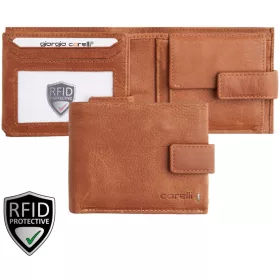 Giorgio Carelli féfi barna bőr átfogópántos pénztárca, 11,5×9 cm,  RFID