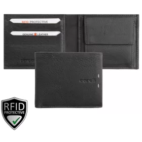   Giorgio Carelli férfi fekete bőr pénztárca RFID védelemmel, 11 × 9 cm