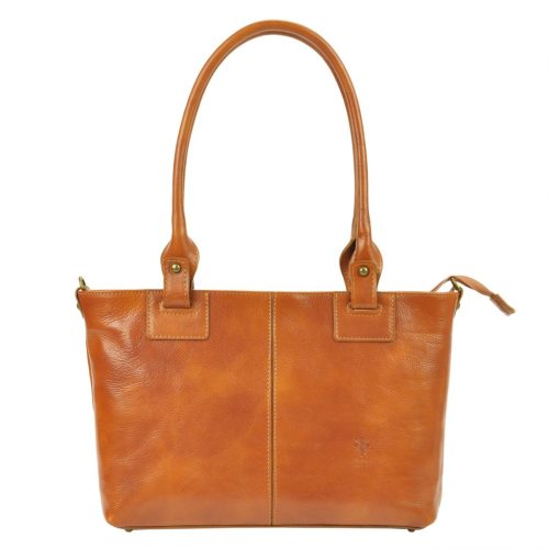 Florence 18 konyak női bőr shopper táska, válltáska 40 x 24 x 10 cm 