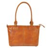 Florence 18 konyak női bőr shopper táska, válltáska 40 x 24 x 10 cm 