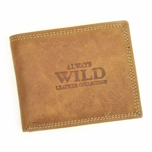Wild N0035-CHM RFID konyak férfi bőr pénztárca 10.5 x 9 x 2.5 cm