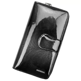   Patrizia FF-116 RFID női, mintás sötétszürke bőr pénztárca, RFID 9,5 × 16,5 cm