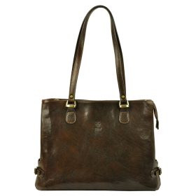   Florence 14 sötétbarna női bőr kézitáska, válltáska 40 x 28 x 12 cm