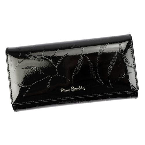Pierre Cardin 02 LEAF 122 fekete lakkbőr női pénztárca 19,5 x 10 cm