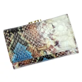   PATRIZIA VL-108 RFID kék kígyóbőr mintás női bőr pénztárca 14.5 x 9.5 x 4 cm