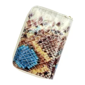   PATRIZIA VL-115 RFID kék kígyóbőr mintás női bőr pénztárca 9 x 13 x 3.5 cm