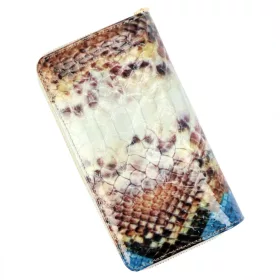   PATRIZIA VL-116 RFID kék kígyóbőr mintás női bőr pénztárca 9.5 x 16.5 x 3.5 cm