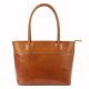 Florence 12 konyakbarna női bőr válltáska, shopper 40 x 27 x 16 cm