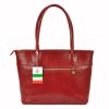 Florence 12 konyakbarna női bőr válltáska, shopper 40 x 27 x 16 cm