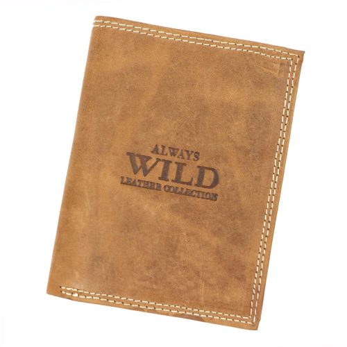 Wild N4-P-CHM RFID konyak férfi bőr pénztárca 10 x 13 x 2.5 cm