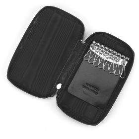 JUICE WIND 47 BIS fekete bőr kulcstartó 7.5 x 13 x 1.5 cm