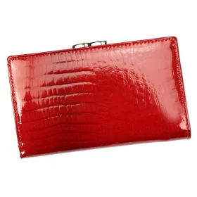   Cavaldi kisméretű, mintás piros női lakk bőr pénztárca 14,5×9 cm