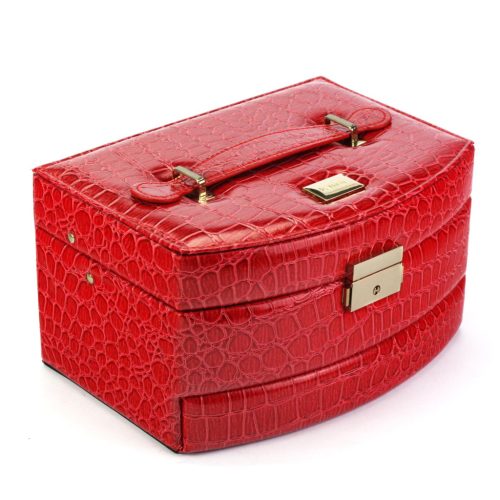 PATRIZIA BEAUTY-18020 piros rostbőr bőrönd 18 x 14 x 24 cm