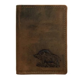   Giorgio Carelli barna bőr igazolványtartó, kártyatartó vaddisznó mintával 10 x 14 cm