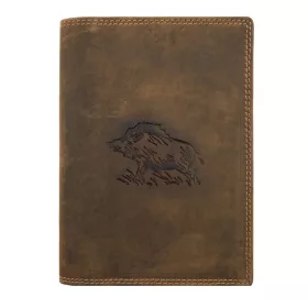   Giorgio Carelli EU szabvány barna bőr vadász engedély tartó vaddisznó lenyomattal 17×12,5 cm