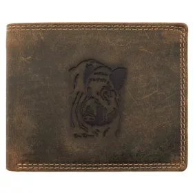   Giorgio Carelli vaddisznó fej motívumos bőr pénztárca RFID védelemmel, 12 × 9,5 cm