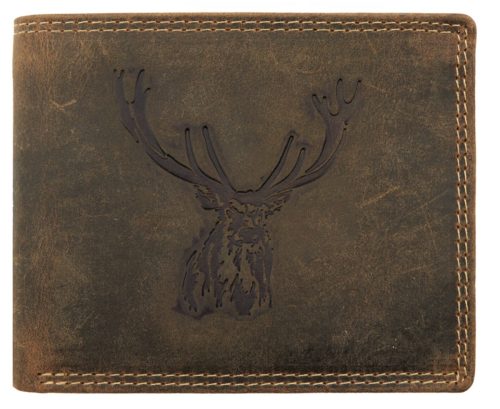Giorgio Carelli szarvas fej motívumos bőr pénztárca RFID védelemmel, 12 × 9,5 cm 