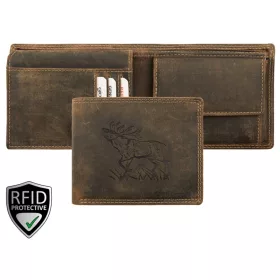  Giorgio Carelli szarvas motívumos bőr pénztárca RFID védelemmel, 12 × 9,5 cm