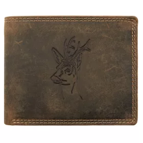   Giorgio Carelli őz fej motívumos bőr pénztárca RFID védelemmel, 12 × 9,5 cm