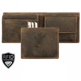   Giorgio Carelli őz fej motívumos bőr pénztárca RFID védelemmel, 12 × 9,5 cm