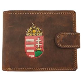   Giorgio Carelli címeres festett motívumos bőr pénztárca, RFID védelemmel 11,5 x 8,5 cm