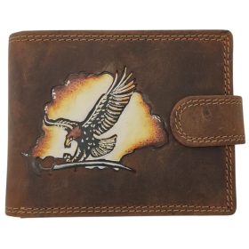   Giorgio Carelli festett turul madár motívumos bőr pénztárca, RFID védelemmel 11,5 x 8,5 cm