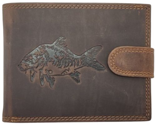 Giorgio Carelli horgász bőr pénztárca ponty mintával 11,5 x 8,5 cm