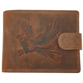   Giorgio Carelli fácán motívumos bőr pénztárca, RFID védelemmel 11,5 x 8,5 cm