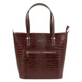   MiaMore 01-011 COCO barna női bőr kézitáska, válltáska, oldaltáska 38 x 32 x 13 cm